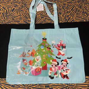 Disney Reusable Bag Recycle Blue Christmas Xmas Mickey Friends Plastic New